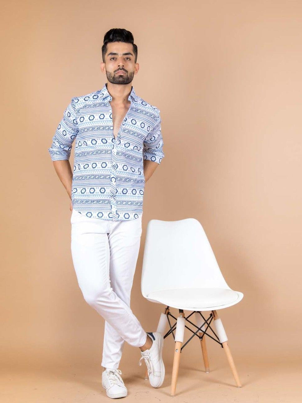 Men Printed Full Sleeve Shirt – Premium Casual Fit