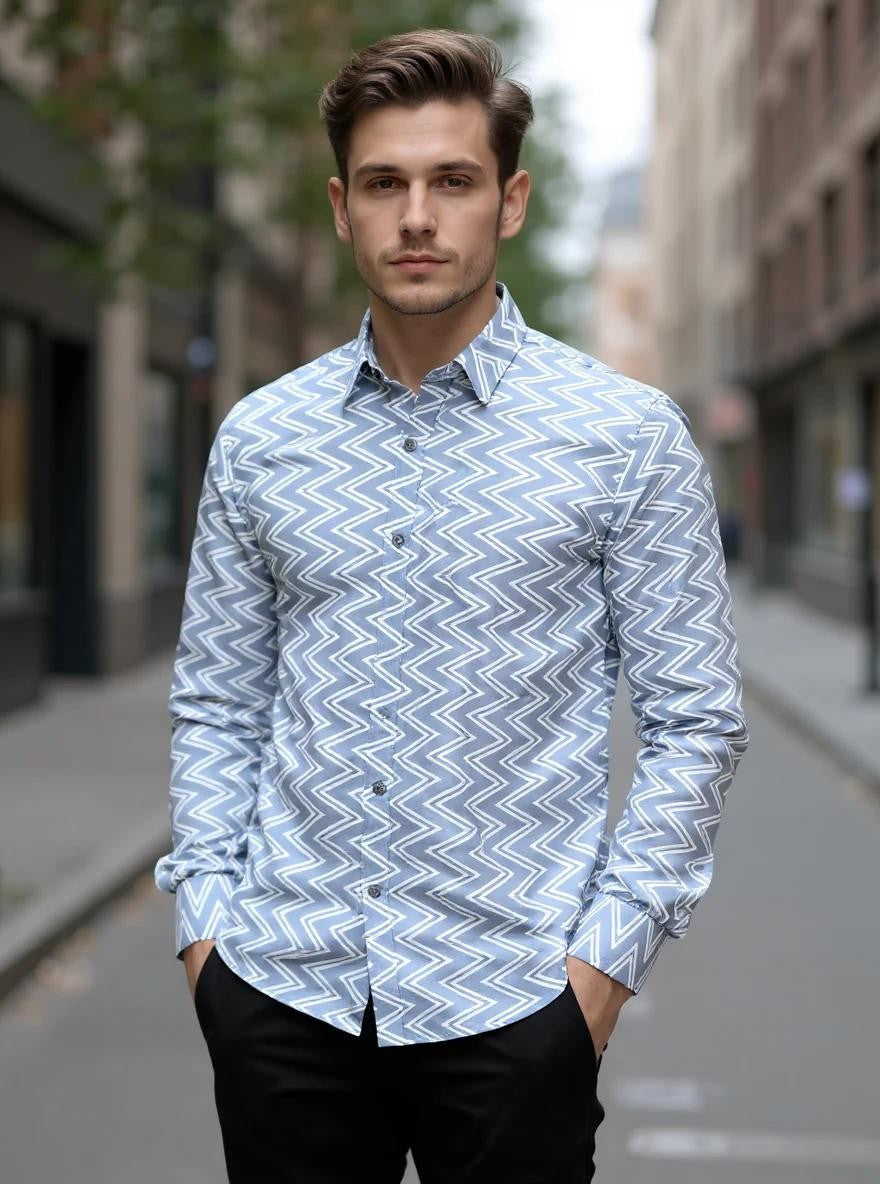 Men Printed Full Sleeve Shirt – Premium Casual Fit