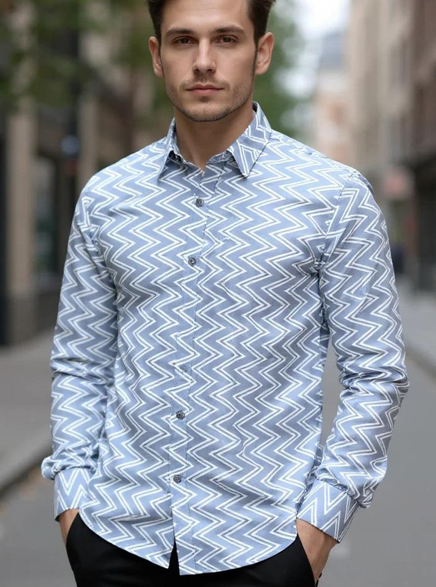 Men Printed Full Sleeve Shirt – Premium Casual Fit