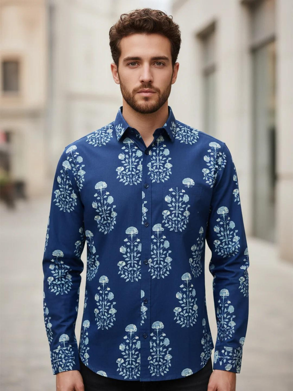 Men Printed Full Sleeve Shirt – Premium Casual Fit
