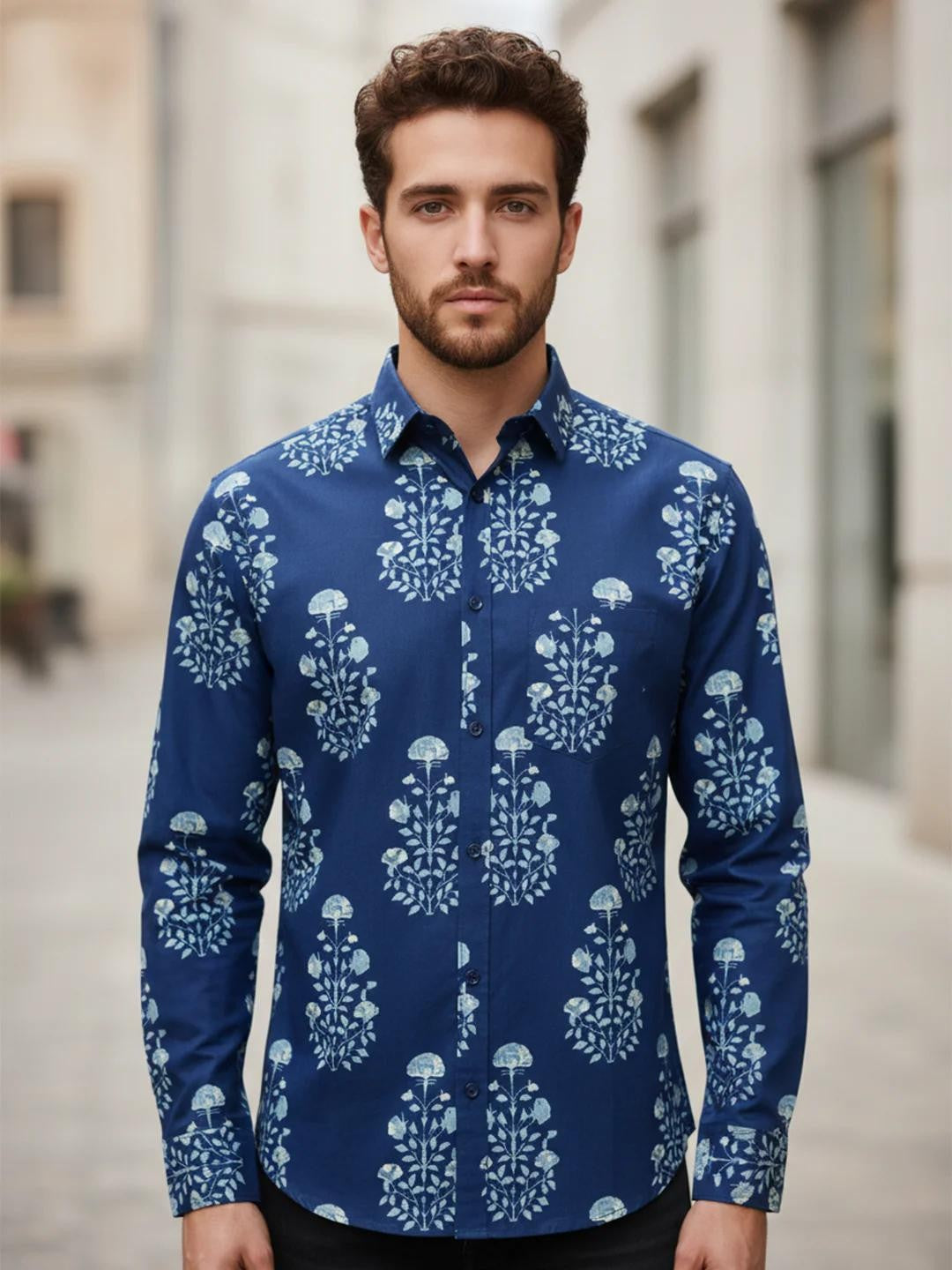 Men Printed Full Sleeve Shirt – Premium Casual Fit