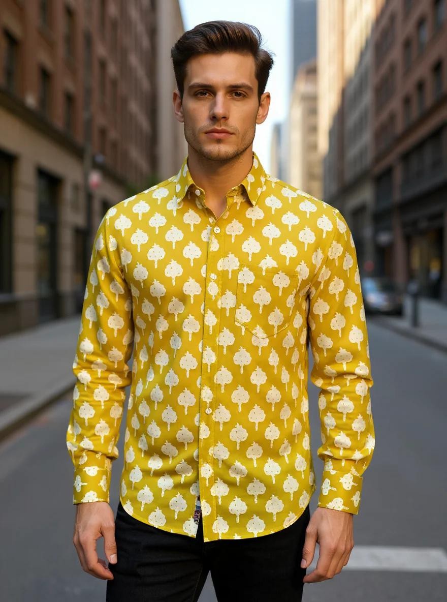 Men Printed Full Sleeve Shirt – Premium Casual Fit