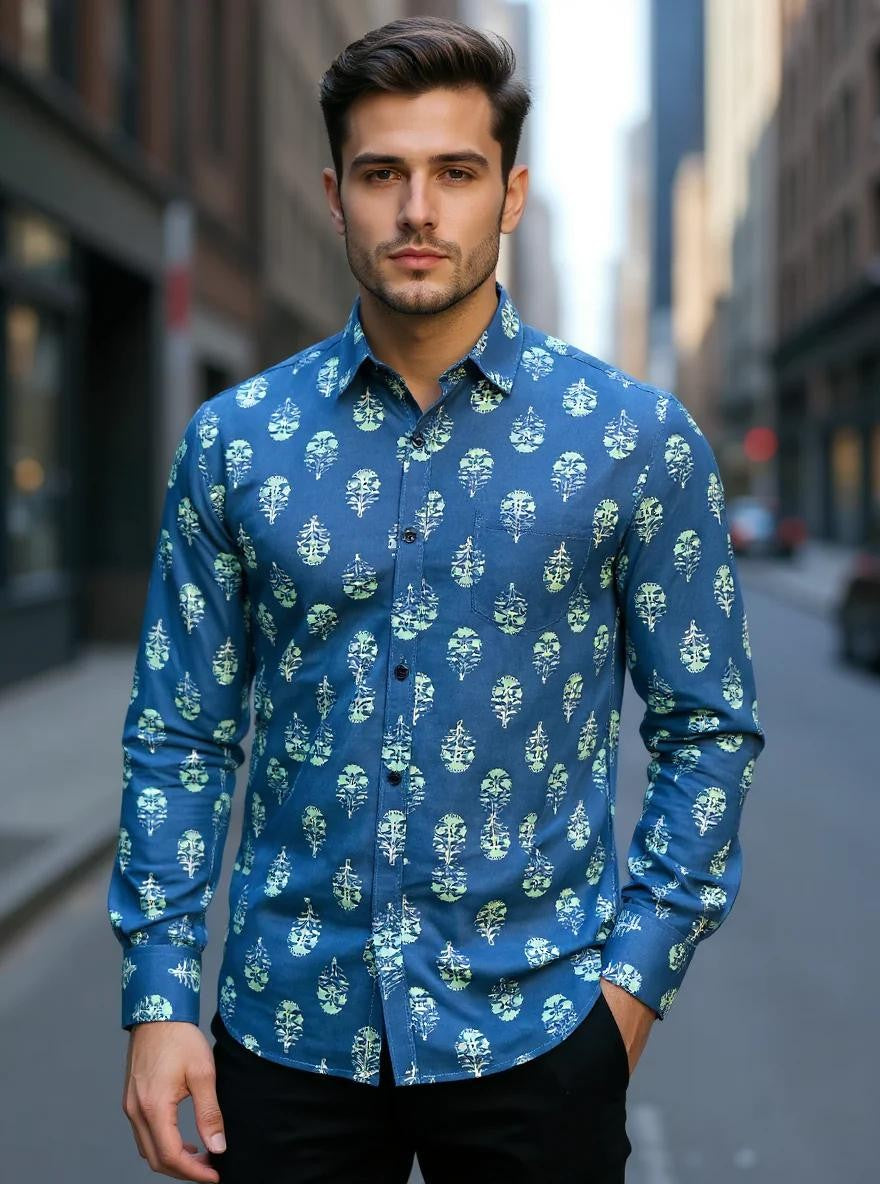 Men Printed Full Sleeve Shirt – Premium Casual Fit