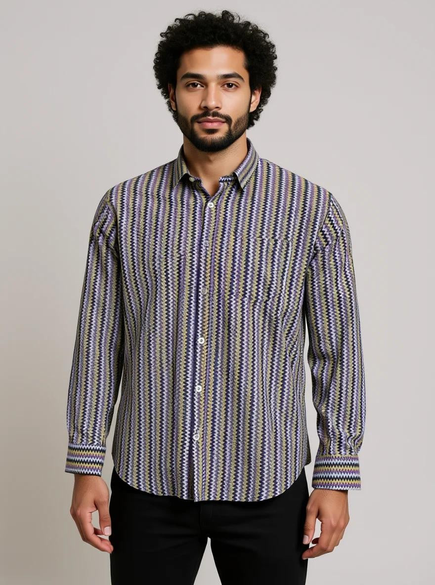 Men Printed Full Sleeve Shirt – Premium Casual Fit