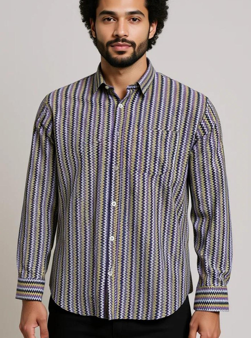 Men Printed Full Sleeve Shirt – Premium Casual Fit