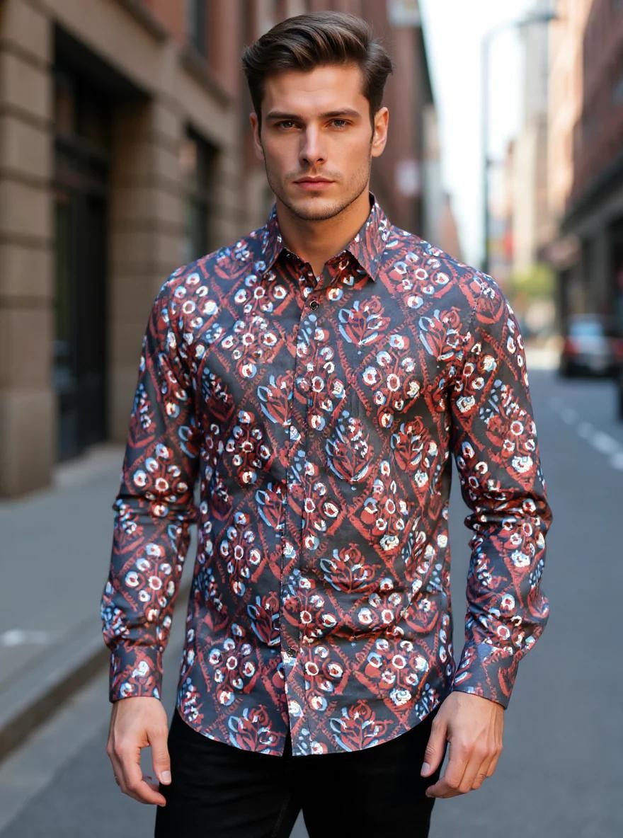 Men Printed Full Sleeve Shirt – Premium Casual Fit