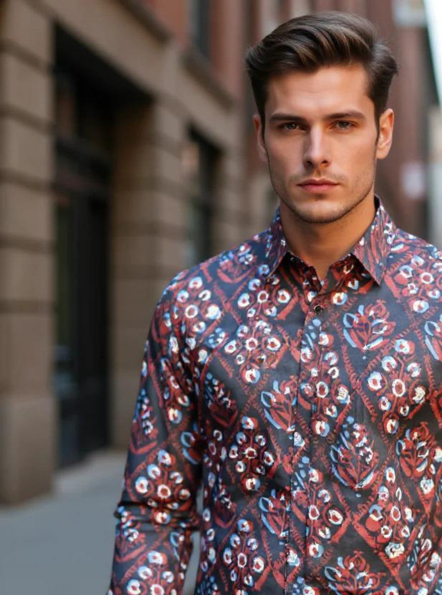 Men Printed Full Sleeve Shirt – Premium Casual Fit