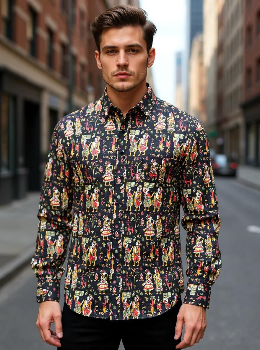 Men Printed Full Sleeve Shirt – Premium Casual Fit