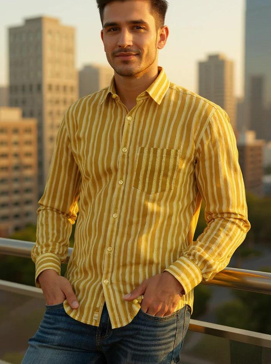 Men Printed Full Sleeve Shirt – Premium Casual Fit