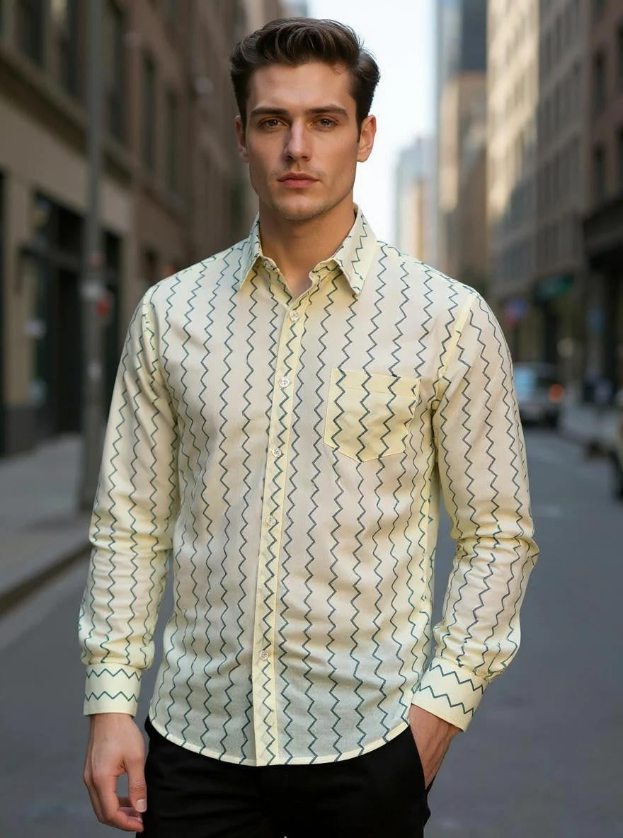 Men Printed Full Sleeve Shirt – Premium Casual Fit