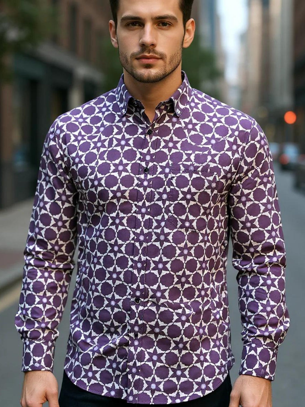 Men Printed Full Sleeve Shirt – Premium Casual Fit