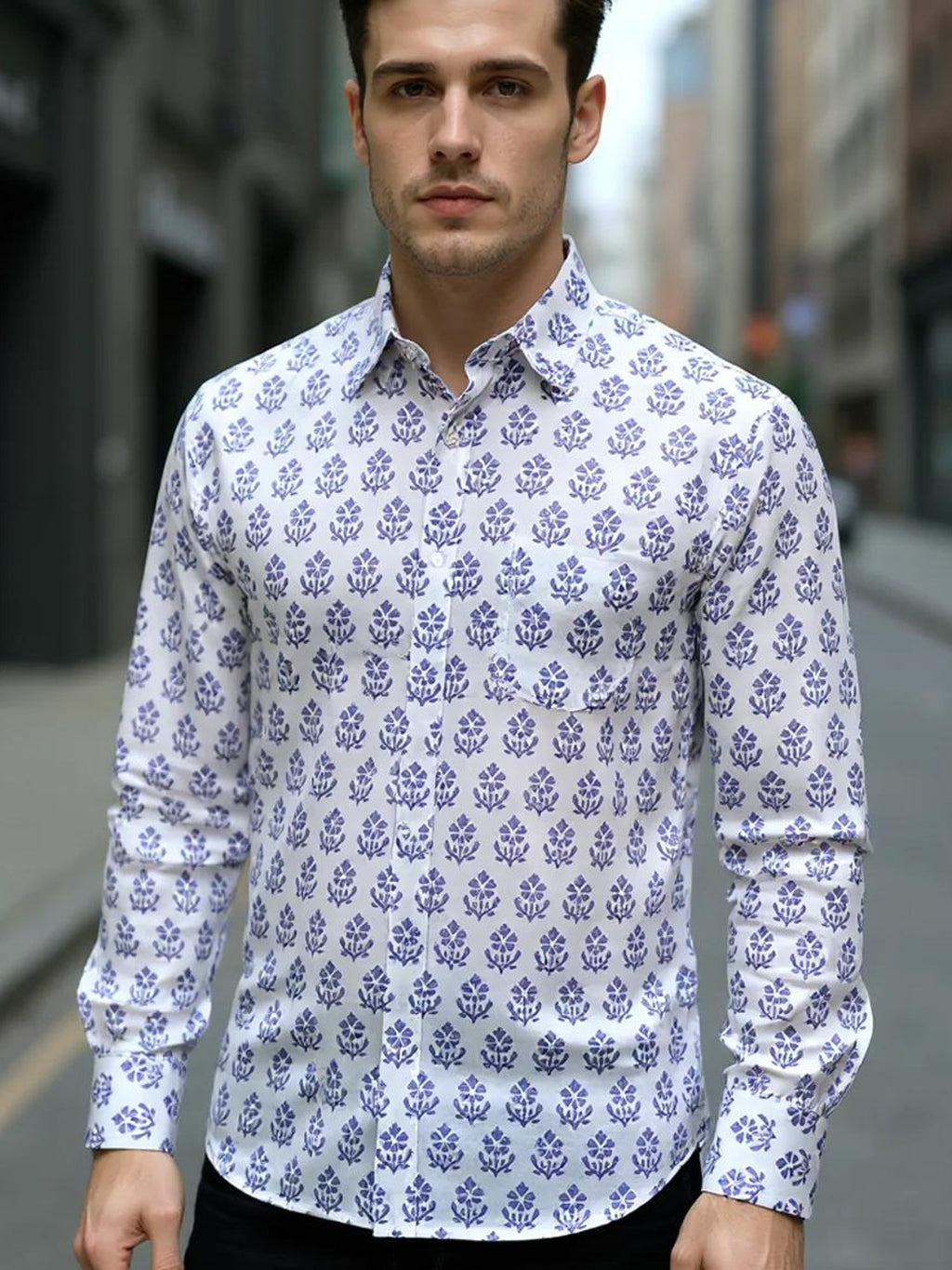 Men Printed Full Sleeve Shirt – Premium Casual Fit