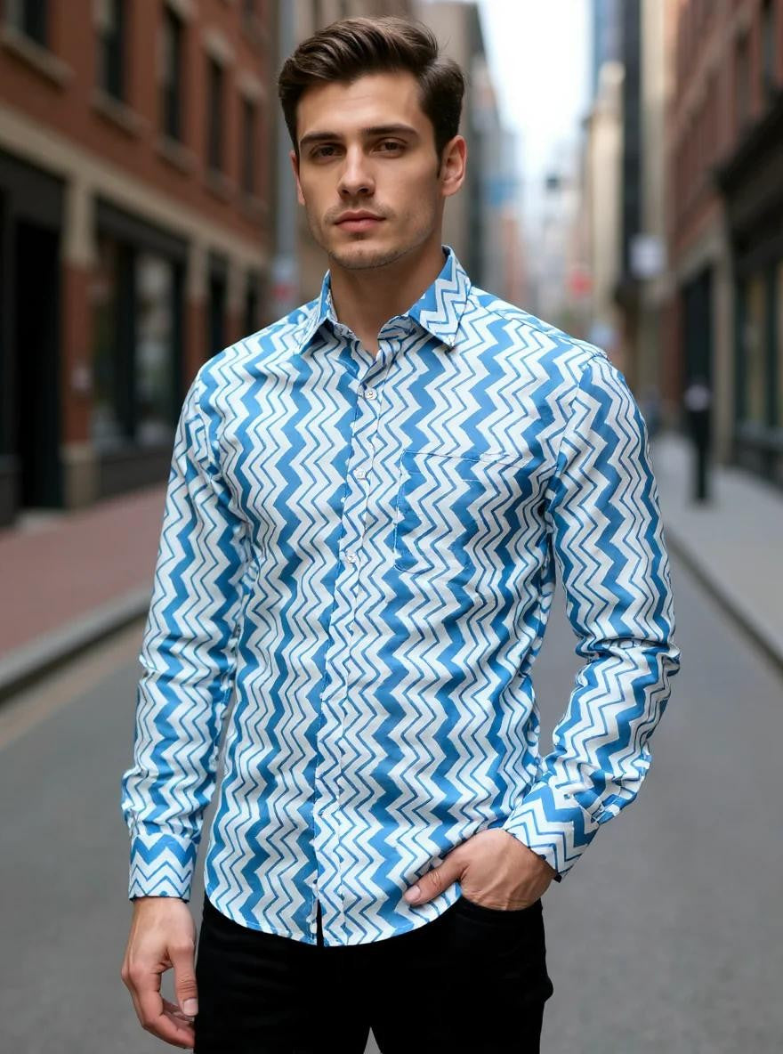 Men Printed Full Sleeve Shirt – Premium Casual Fit