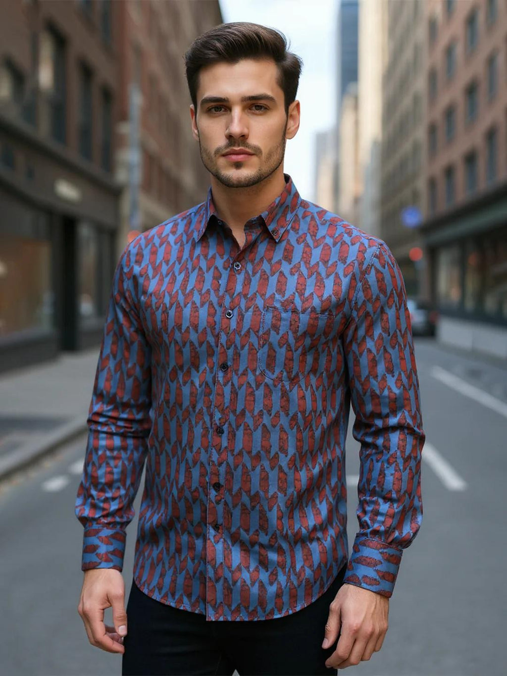Men Printed Full Sleeve Shirt – Premium Casual Fit