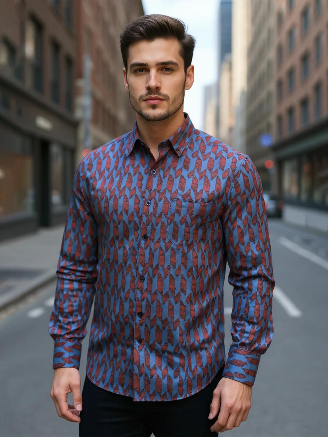 Men Printed Full Sleeve Shirt – Premium Casual Fit