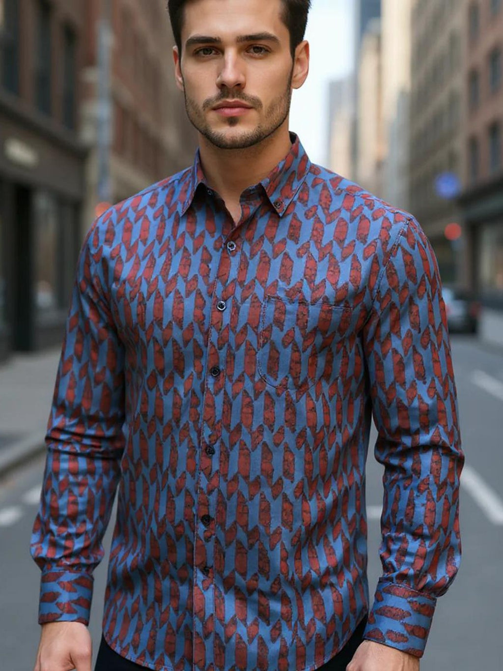 Men Printed Full Sleeve Shirt – Premium Casual Fit