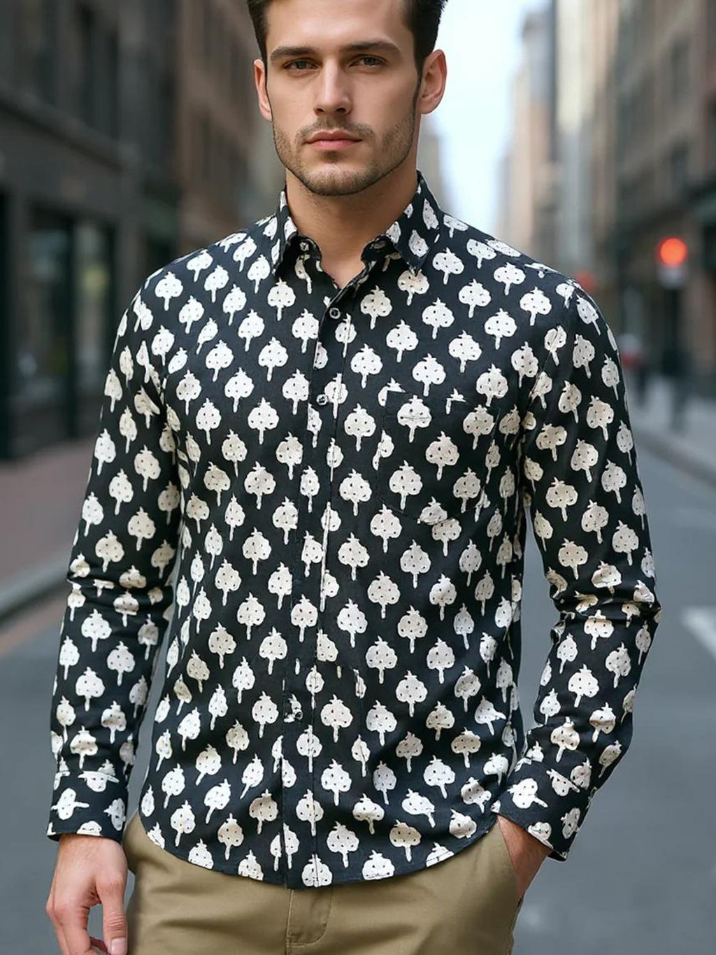 Men Printed Full Sleeve Shirt – Premium Casual Fit