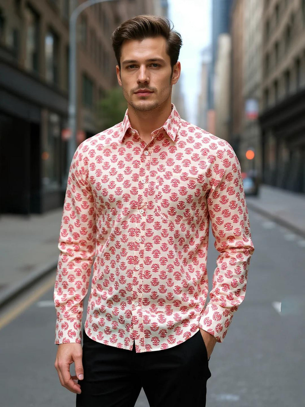 Men Printed Full Sleeve Shirt – Premium Casual Fit
