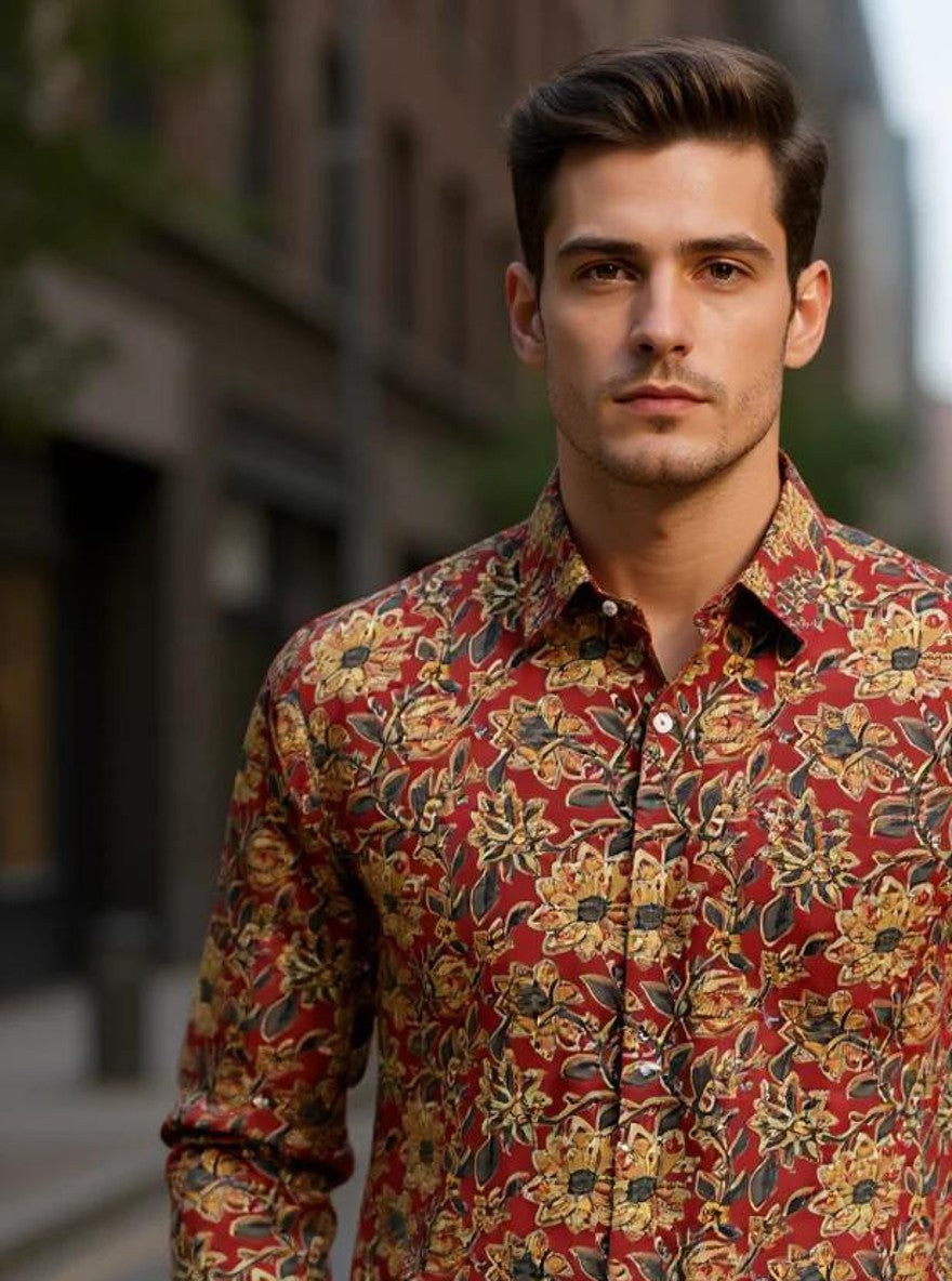 Men Printed Full Sleeve Shirt – Premium Casual Fit
