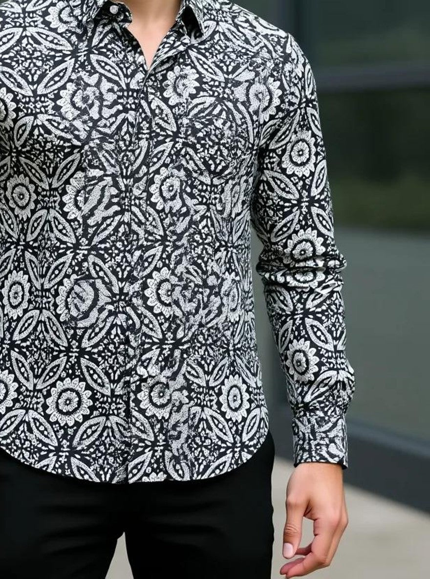 Men Printed Full Sleeve Shirt – Premium Casual Fit