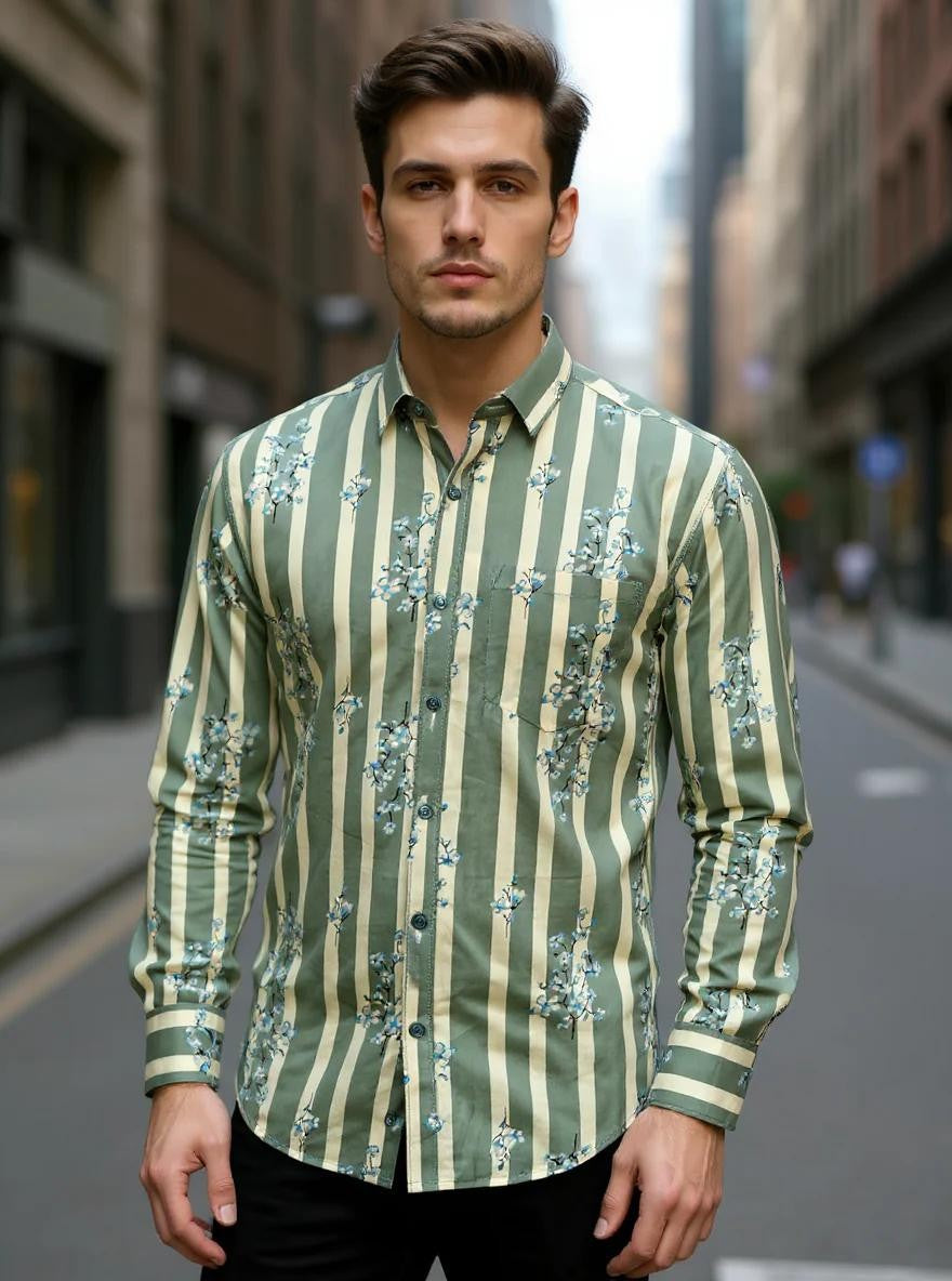 Men Printed Full Sleeve Shirt – Premium Casual Fit